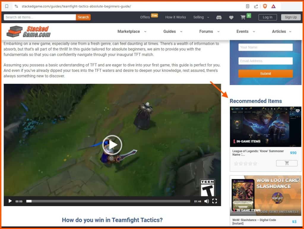 howtosellvideogamecoachingrecommendeditems